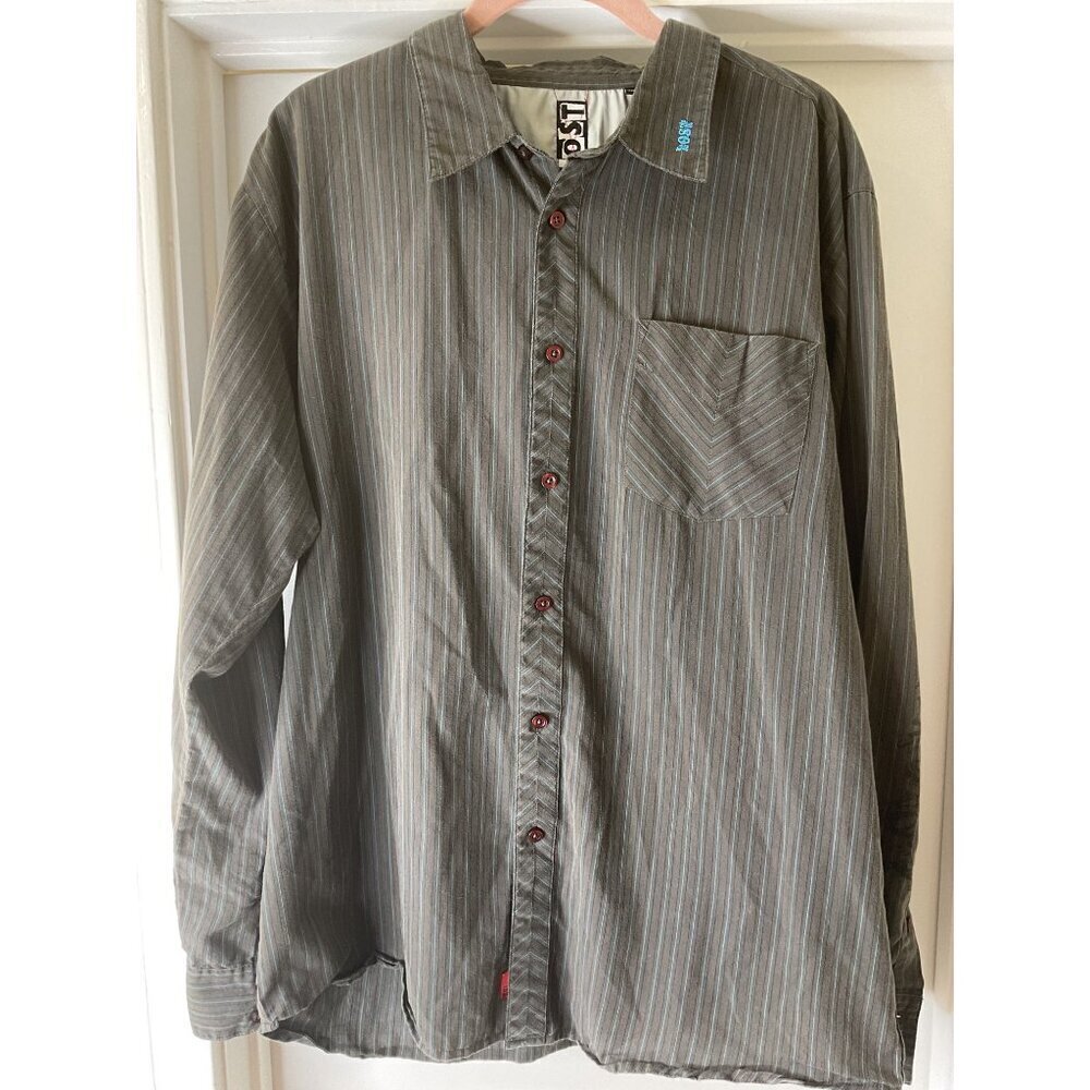 LOST Enterprises Mens Long Sleeve Striped Button Down Shirt Surf Size XL
